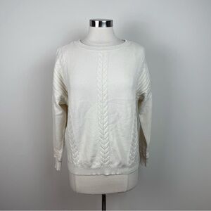 Cyrus White Cream Knit Long Sleeve Sweater Women Large